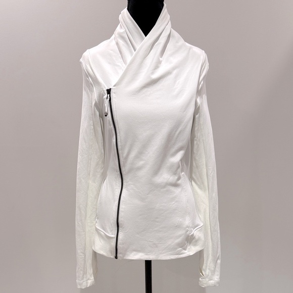 Lululemon Athletic White Asymmetrical Double Zip Jacket - Picture 1 of 7